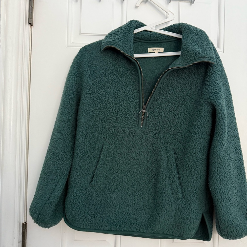 Madewell Polartec Teal Fleece Quarter Zip